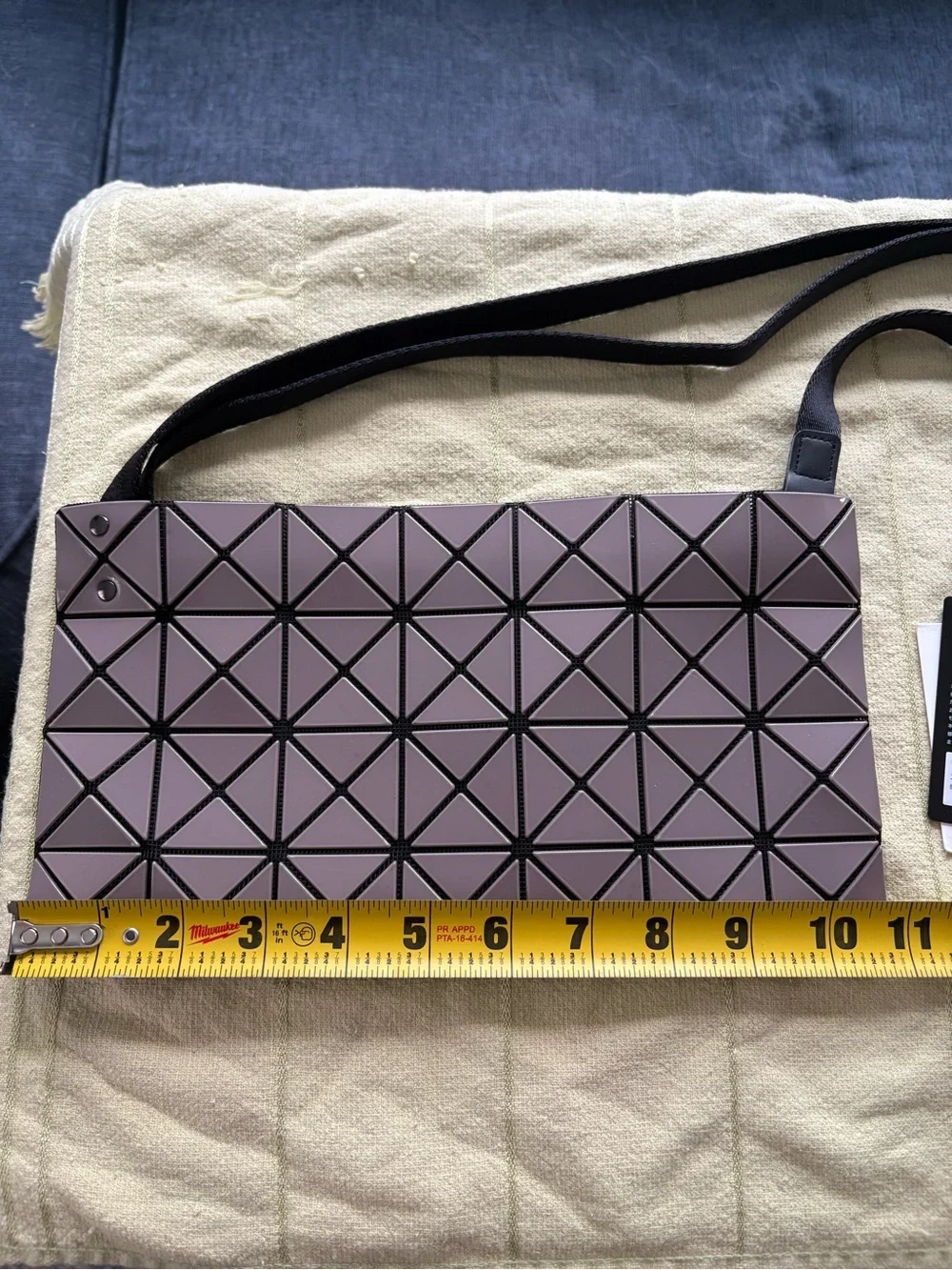 Issey Miyake Bao Bao Geometric Crossbody Bag in Charcoal Gray/Purple hue